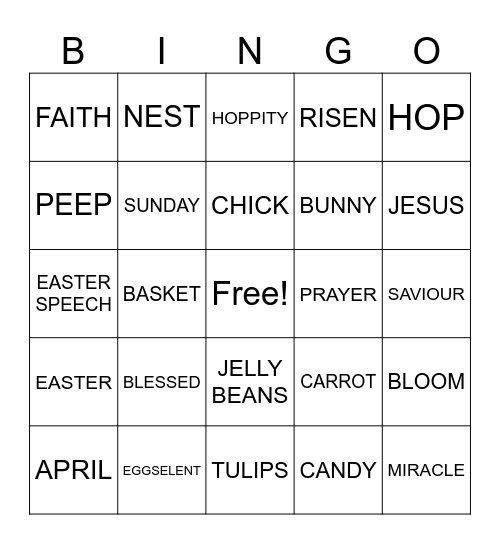 EASTER Bingo Card