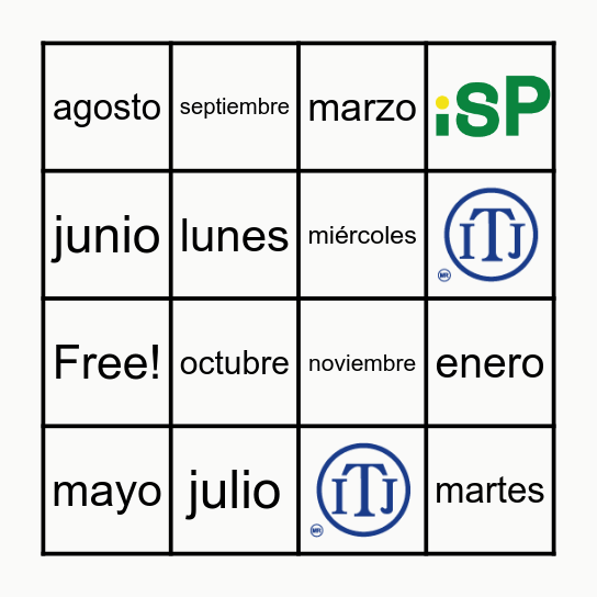 Meses del año Bingo Card