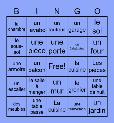 French House & Home Vocabulary! Bingo Card