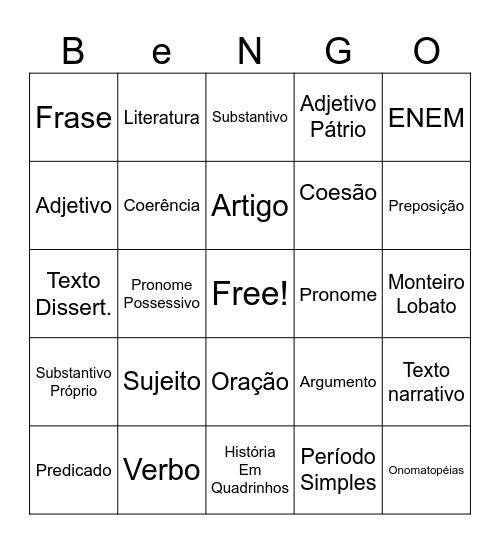 BINGO DA L.P. Bingo Card