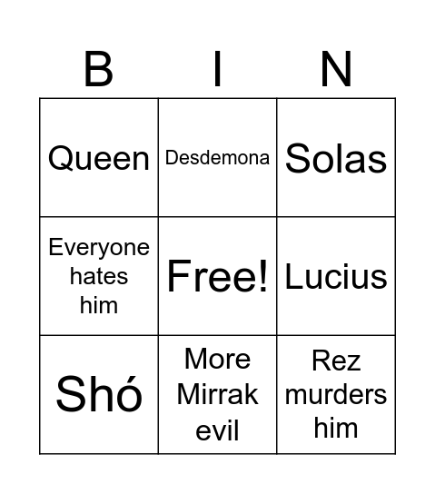Awful things yet to come (for Wotan) Bingo Card