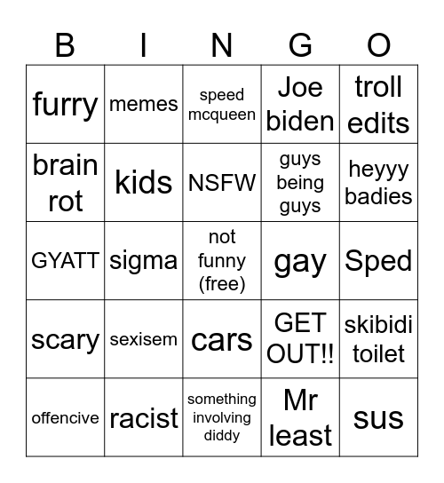 BRAIN ROT Bingo Card