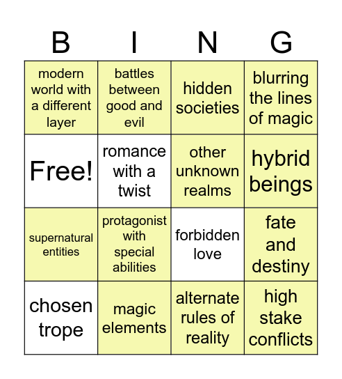 Storm and Fury Bingo Card