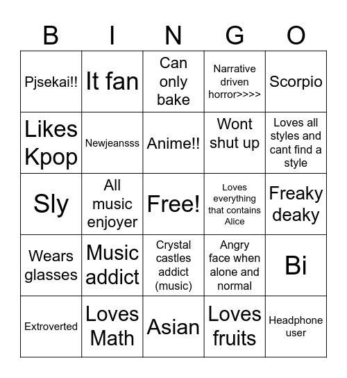 Narsharshars bingoo Bingo Card