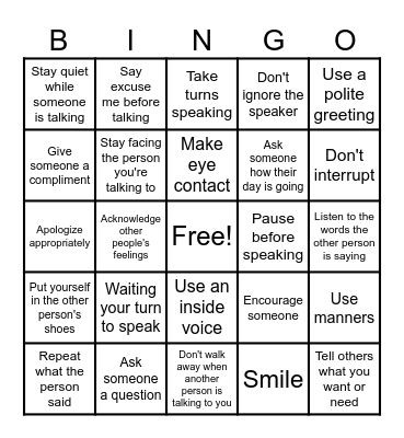 Communication Bingo! Bingo Card