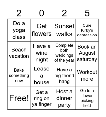Gabby's 2025 Bingo Card