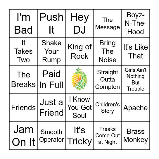 Love My 80's Hip-Hop Bingo Card