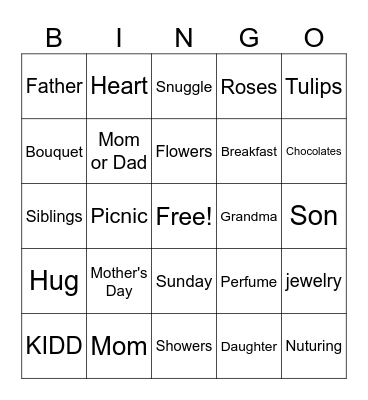 Mother's Day Bingo Card
