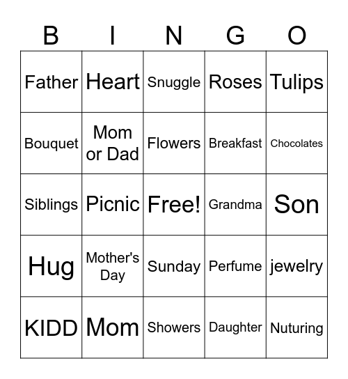 Mother's Day Bingo Card