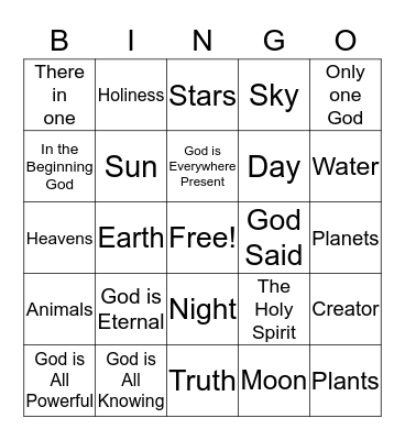 The Word of God Bingo Card