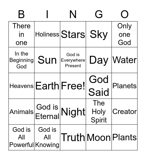 The Word of God Bingo Card