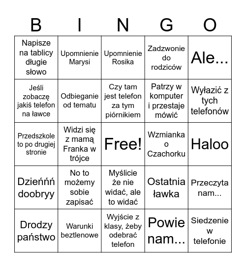 Szałowa bingo Card