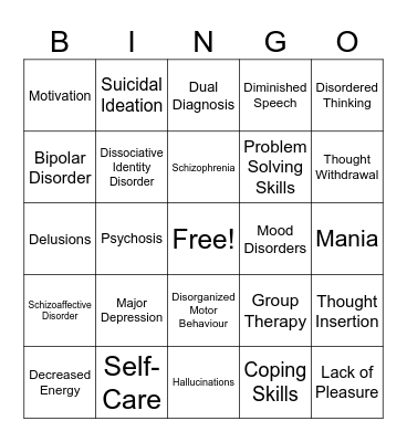 Family Group Bingo Card