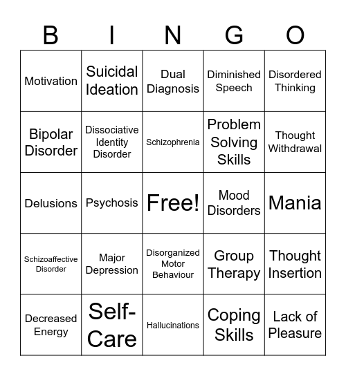 Family Group Bingo Card
