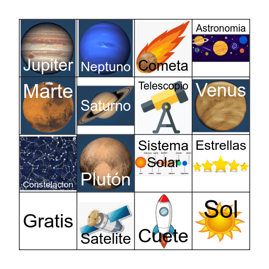 Sistema Solar Bingo Card