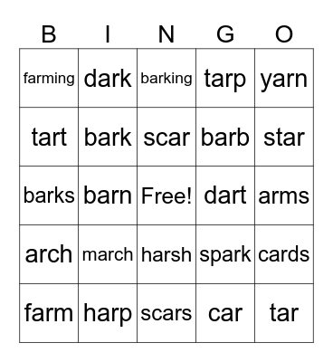 ar Bingo Card