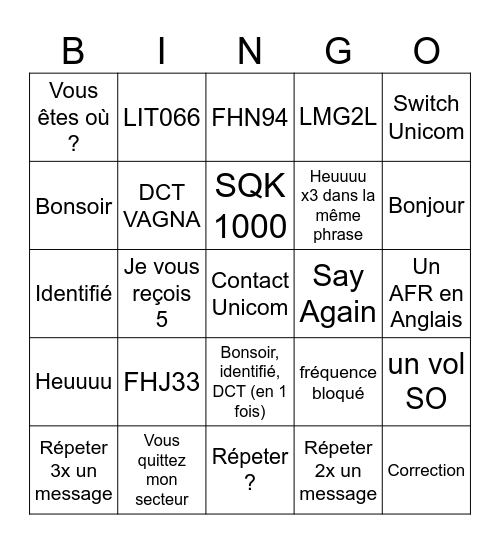 Bordeaux contrôle Bingo Card