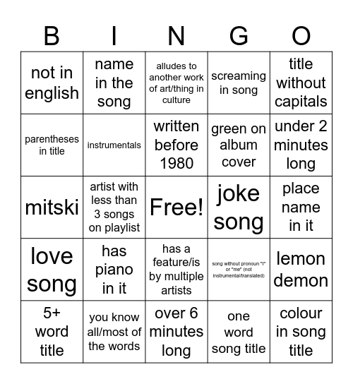 Untitled Bingo Card