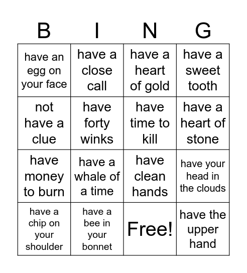 HAVE PHRASES Bingo Card