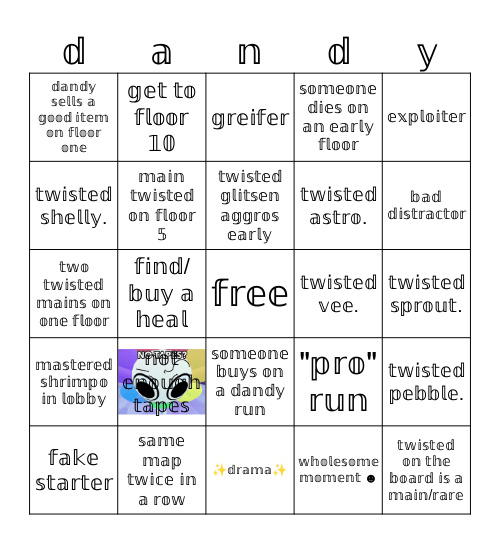 𝕕𝕒𝕟𝕕𝕪𝕤 𝕨𝕠𝕣𝕝𝕕 𝕓𝕚𝕟𝕘𝕠! Bingo Card