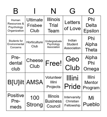 RSO Bingo Card