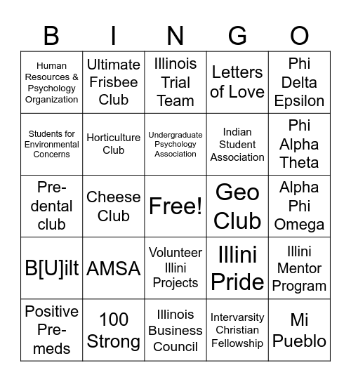 RSO Bingo Card