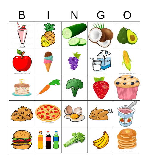 Food Picture Bingo Card