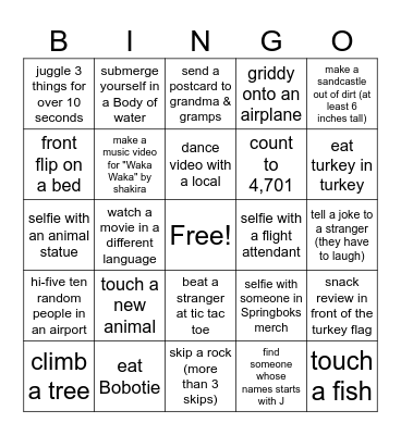 Brooks Trip Bingo!! Bingo Card