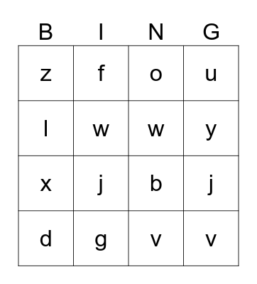 Jolly Phonics Sets 2,3 & 4 Bingo Card
