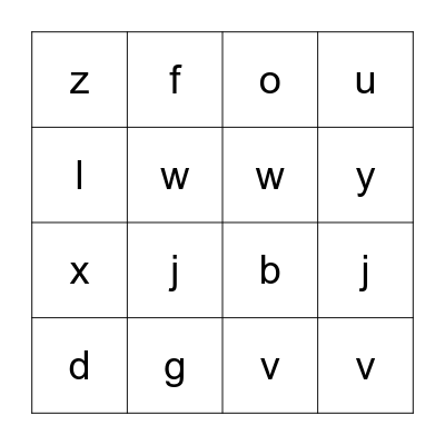 Jolly Phonics Sets 2,3 & 4 Bingo Card