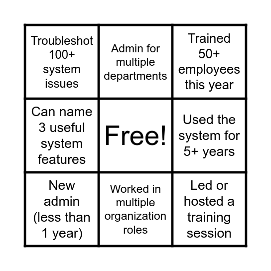 TAC Bingo Card
