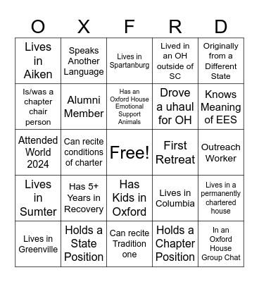OH 2025 State Retreat Bingo Card