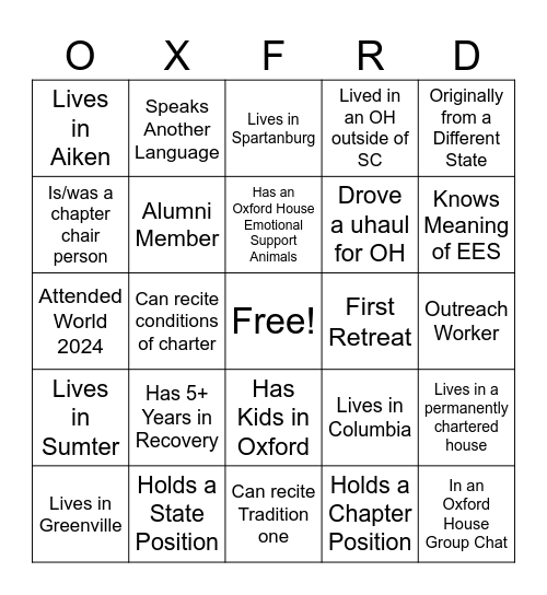 OH 2025 State Retreat Bingo Card
