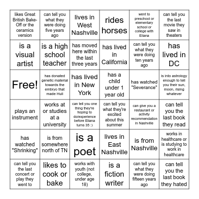 Find someone who... Bingo Card
