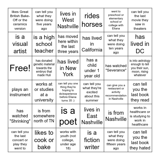 Find someone who... Bingo Card