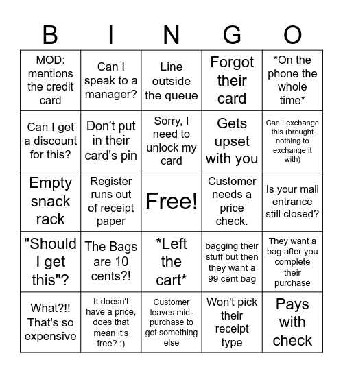 TJ Maxx Bingo Card