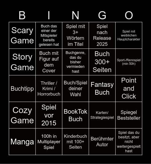 2025 Bingo Card