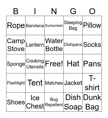 Troop 1797 Goes Camping! Bingo Card