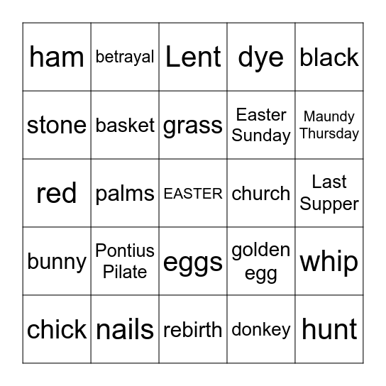 EASTER BINGO Card