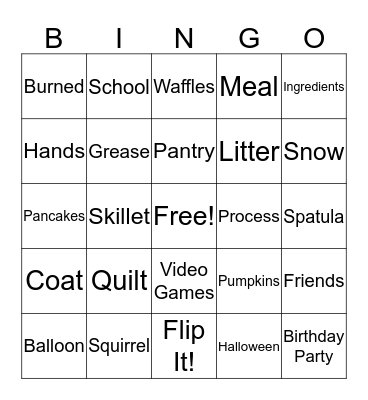 Vocabulary Bingo Card