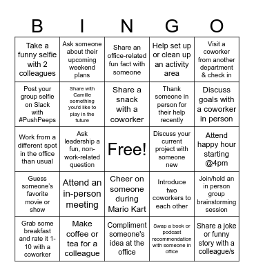 Pushnami Thursday Bingo Card