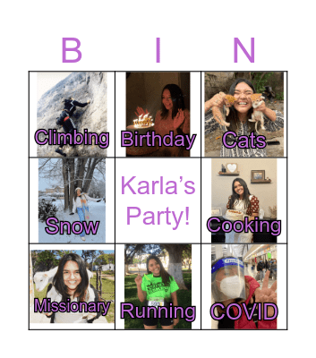 Karla’s Party Bingo Card