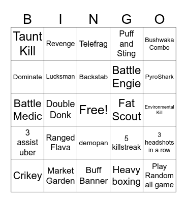 TF2 Bingo Card