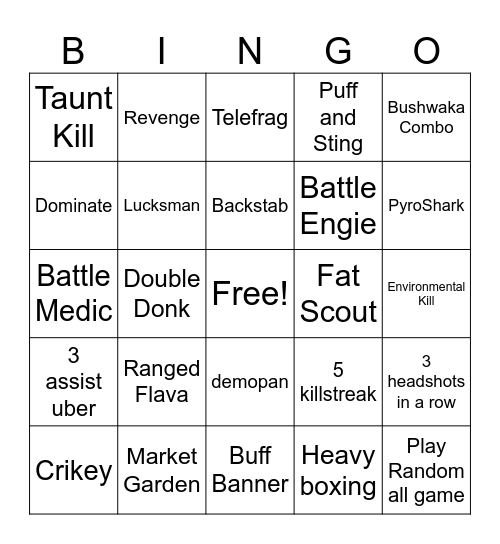 TF2 Bingo Card