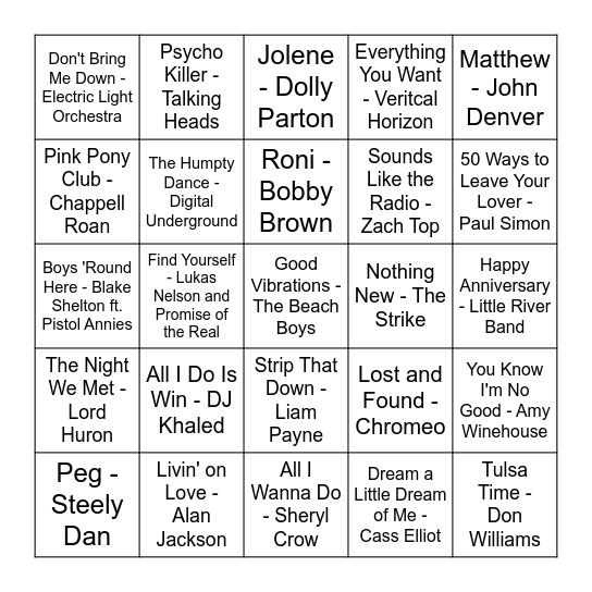 Matt's 1 Year Round Bingo Card