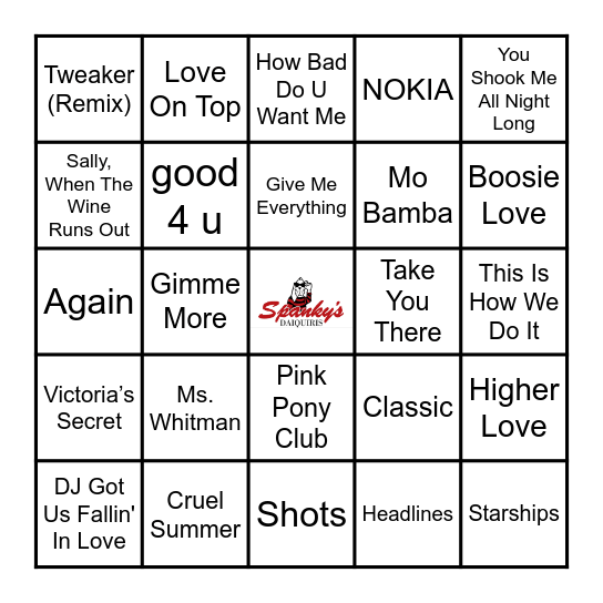 Spanky's Music Bingo 3/18/25 Bingo Card