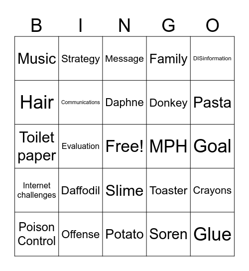 Public Health Communications Bingo! Bingo Card