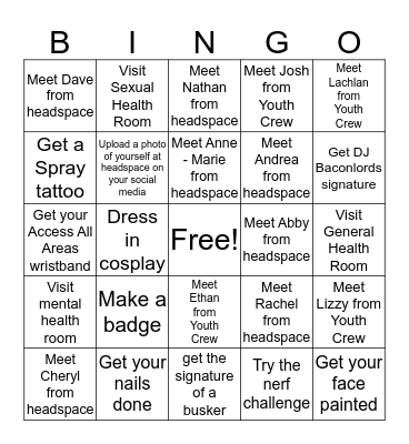 headspace bingo Card