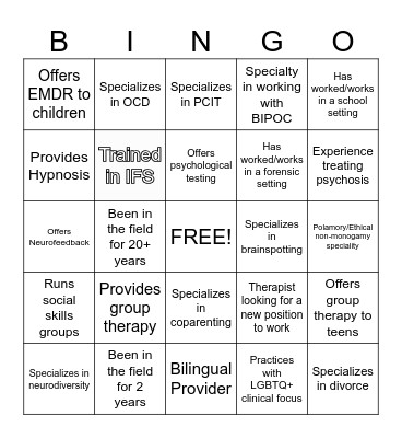 BAPA Networking Bingo Card