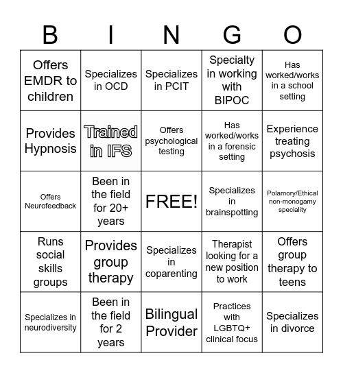 BAPA Networking Bingo Card